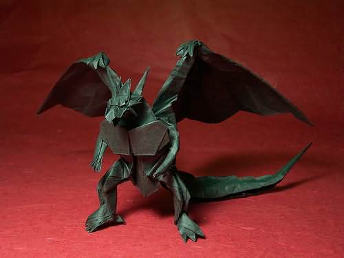 Origami dragon standing